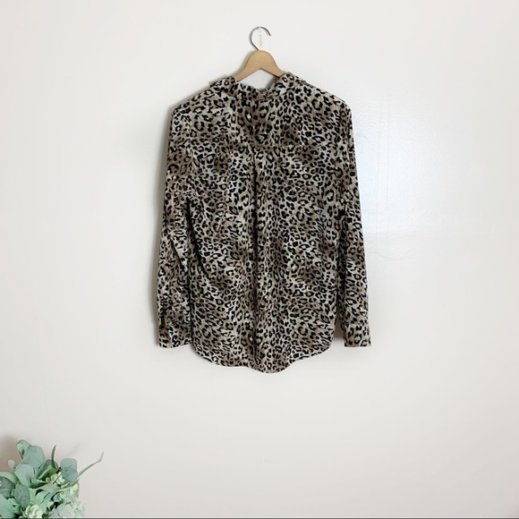 [H&M] Size: 4 Brown & Black Leopard Animal Print Long Sleeve Button Down Top - Picture 8 of 9